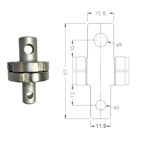 A15.8/8-12/6, Male 5/8" Eye End to Male Instron Type Om Fitting, Male Eye End to Male Eye End Adapters, JLWForce