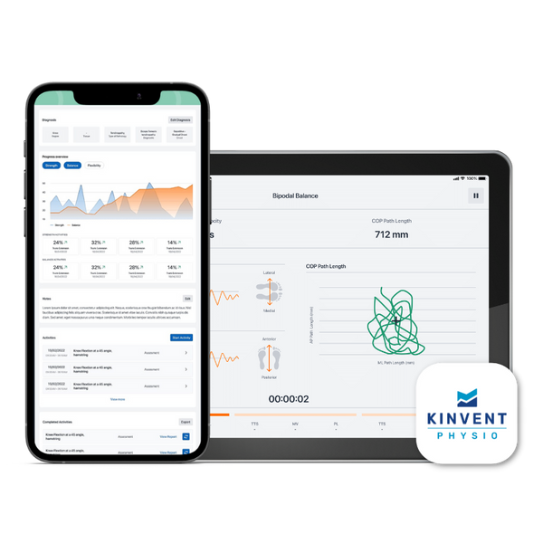 KINVENT Physio App, Connects to Kinvent Sensors