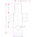 A158-M12x1.25, 5/8" Male Eye End to M12x1.25 Male Thread Adapter