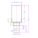 A158-M30X2, 5/8" Male Eye End to M30X2 Male Thread Adapter