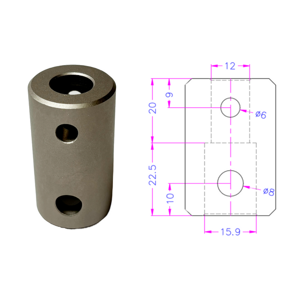 A159-126, 5/8" Female Eye End - 12 mm Female Eye End Adapter