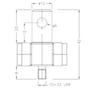 A12-10-32M, 12mm Male Eye End to 10-32 Male Thread Adapter