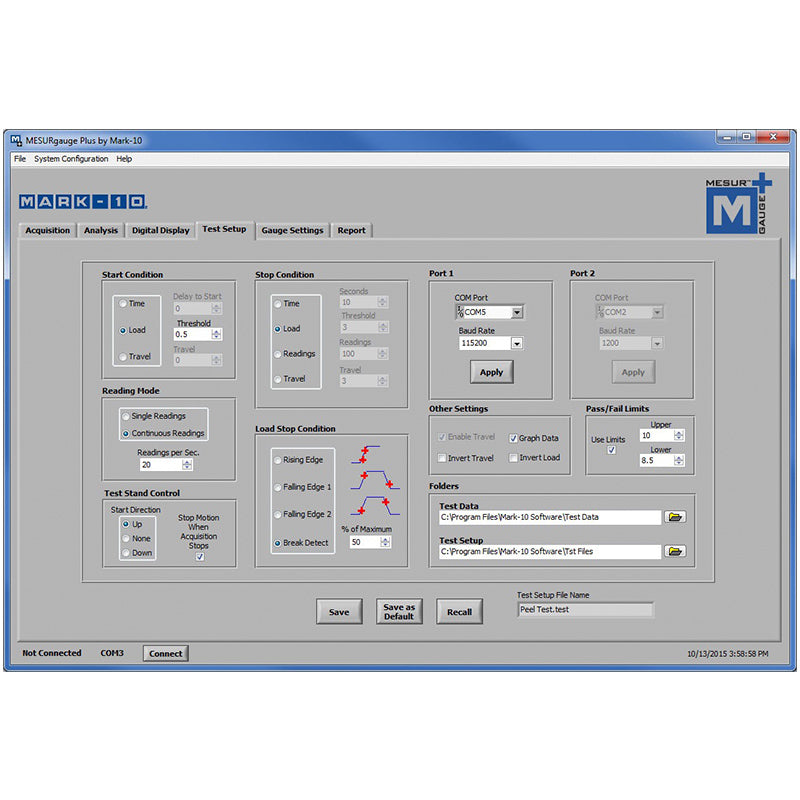 Mark-10 15-1005 MesurgaugePlus Software for Motorized Test Stands