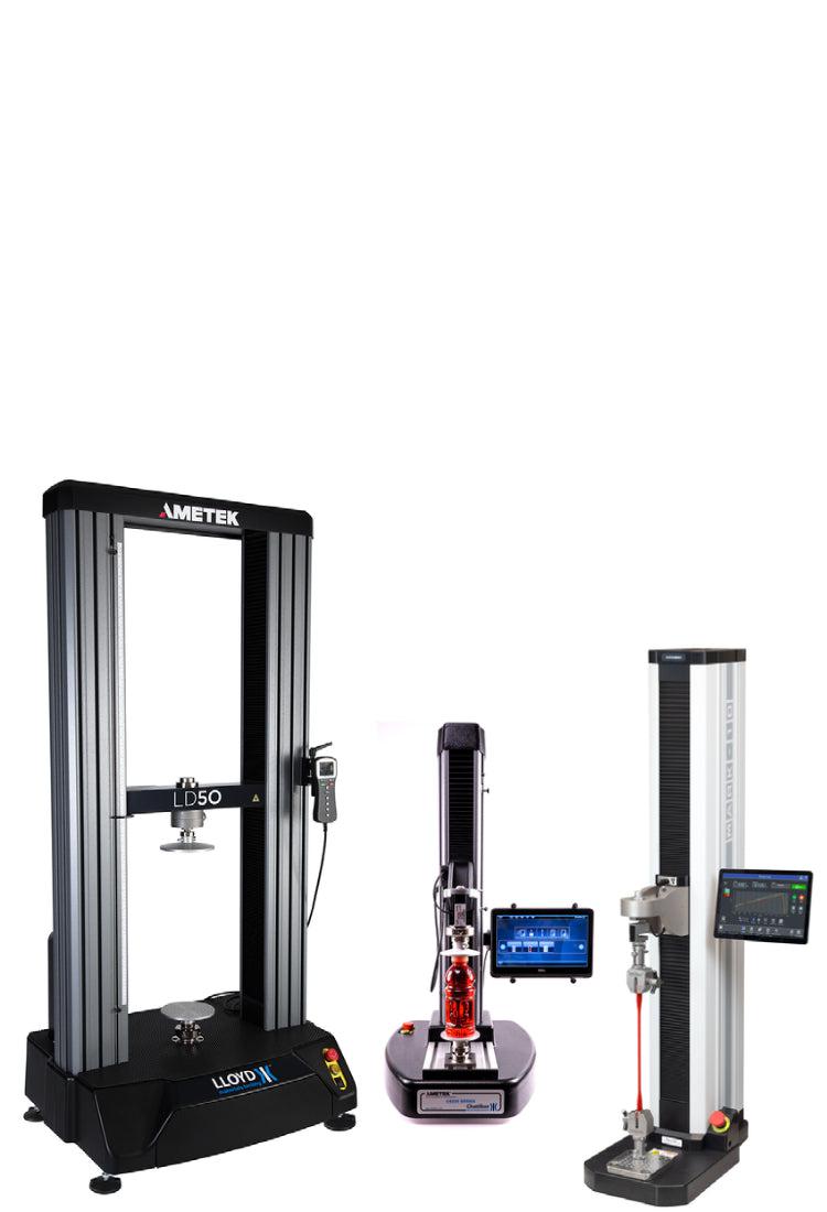 Motorized test stands for compression and tensile testing