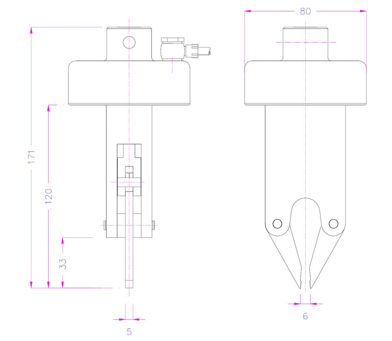 Pneumatic Pincher Tensile Test Grip